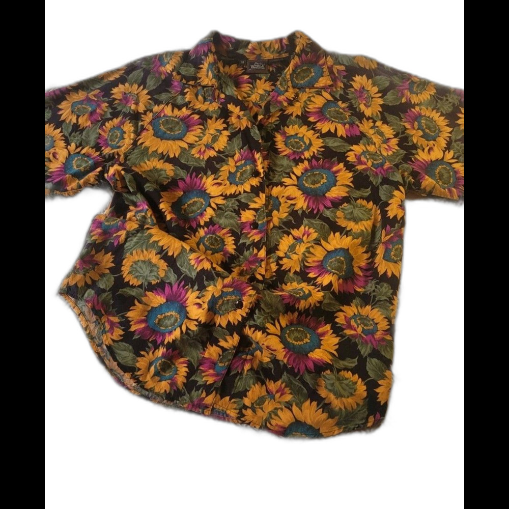 Vintage M Woolrich Sunflower Button Up Shirt Top